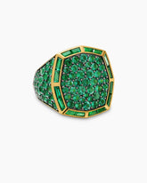 Streamline® Signet Ring in 18K Yellow Gold with Emeralds, 25mm